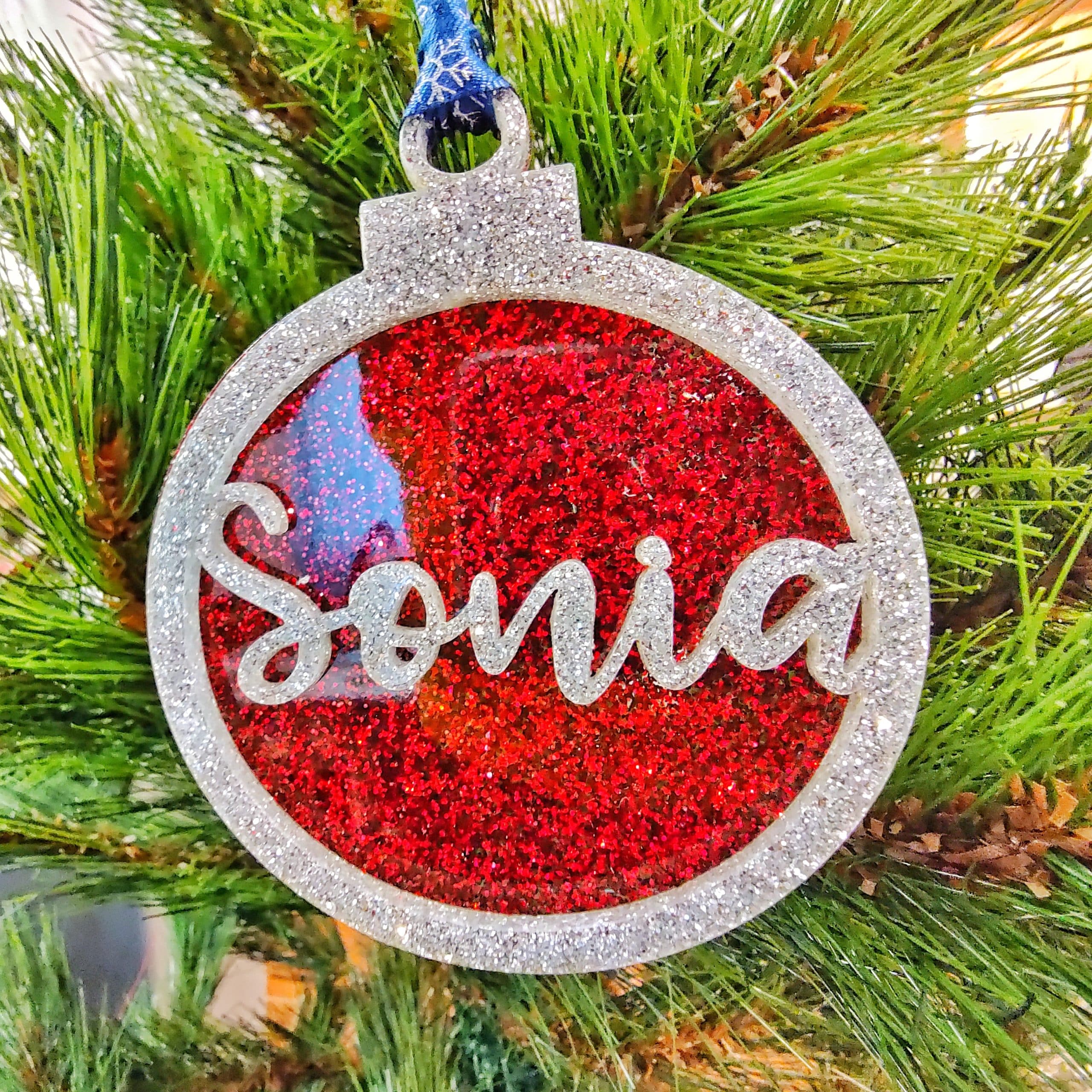 Bolas de Navidad de metacrilato glitter personalizadas ornamento para el árbol de Navidad 