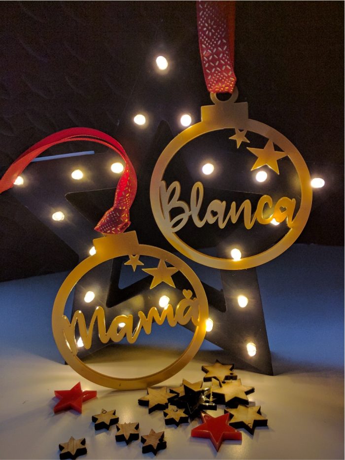 Bolas de navidad personalizadas con estrellas. - Imagen 3