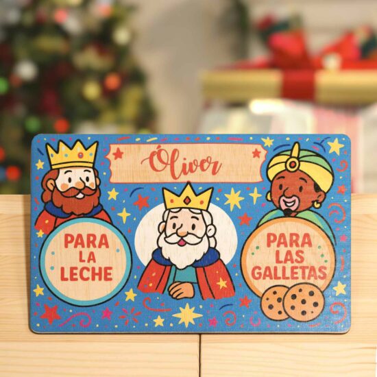Bandeja de Reyes Magos personalizada con nombre – Para dejar la leche y las galletas