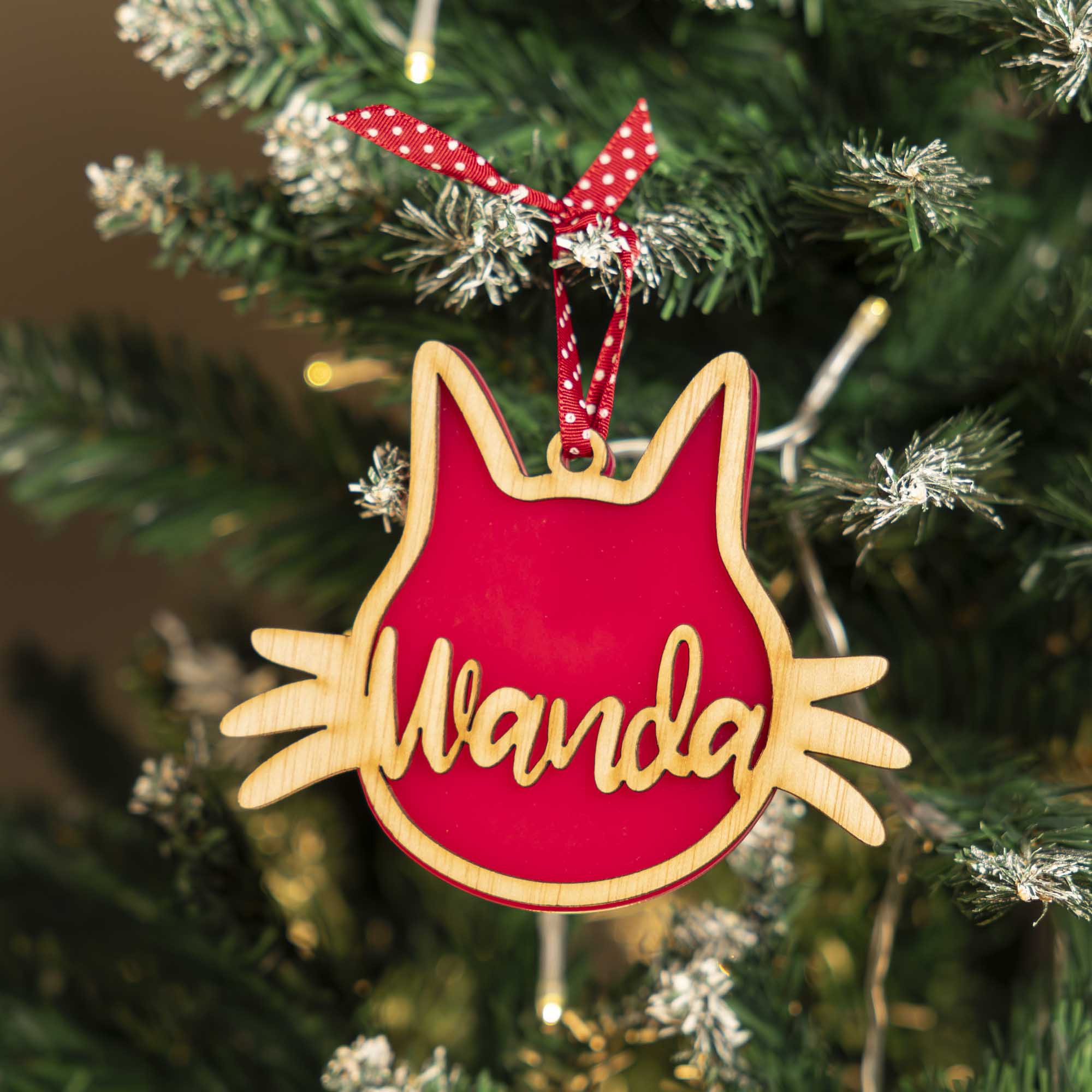 Bola de navidad en forma de cara de gato personalizada